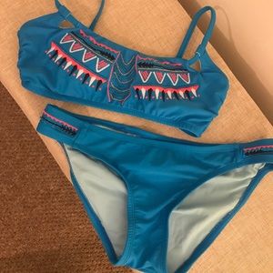 Blue Embellished Bikini